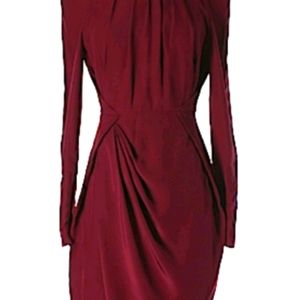 Elegant Burgundy Long Sleeve Dress